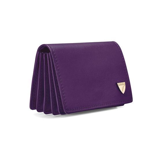 Accordion Zipped Credit Card Holder in Smooth Amethyst from Aspinal of London