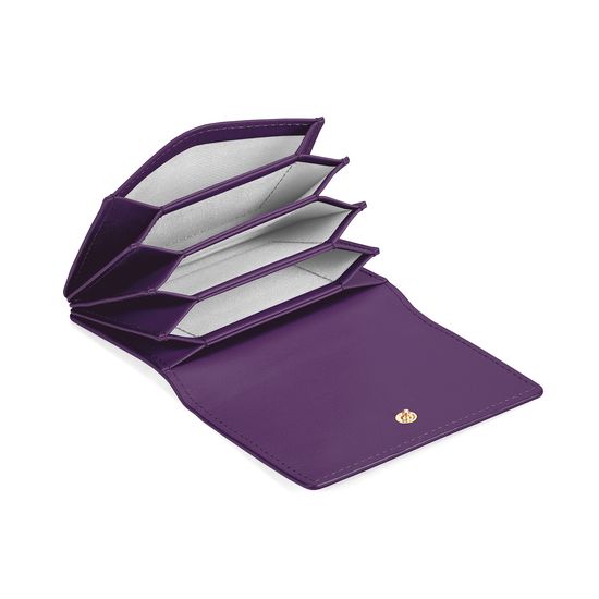 Accordion Zipped Credit Card Holder in Smooth Amethyst from Aspinal of London