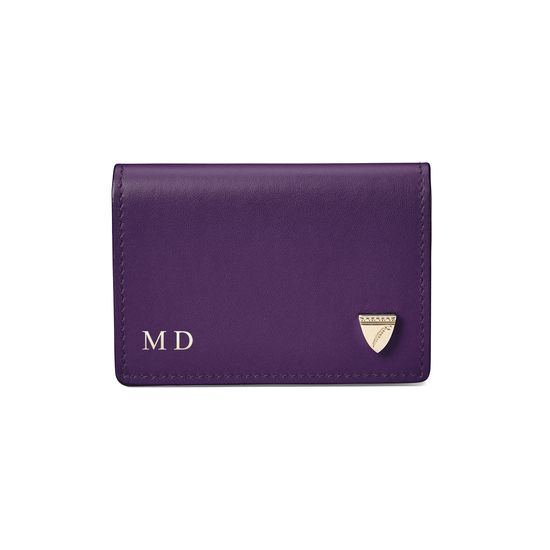 Accordion Zipped Credit Card Holder in Smooth Amethyst from Aspinal of London