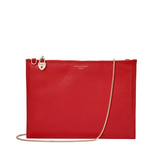 Soho Clutch in Scarlet Saffiano from Aspinal of London