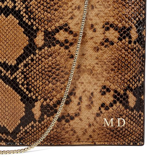 Soho Clutch in Mustard Python Print from Aspinal of London
