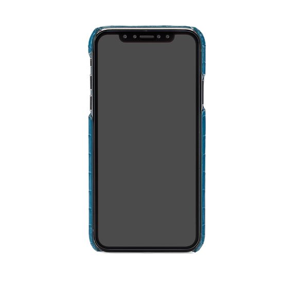 iPhone X Leather Cover in Deep Shine Topaz Small Croc from Aspinal of London
