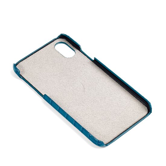iPhone X Leather Cover in Deep Shine Topaz Small Croc from Aspinal of London