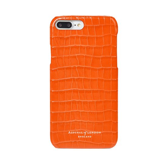 iPhone 7 Plus Leather Cover in Deep Shine Amber Small Croc from Aspinal of London