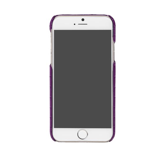 iPhone 7/8 Leather Cover in Deep Shine Amethyst Small Croc from Aspinal of London