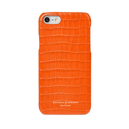 iPhone 7/8 Leather Cover in Deep Shine Amber Small Croc from Aspinal of London