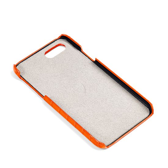 iPhone 7/8 Leather Cover in Deep Shine Amber Small Croc from Aspinal of London
