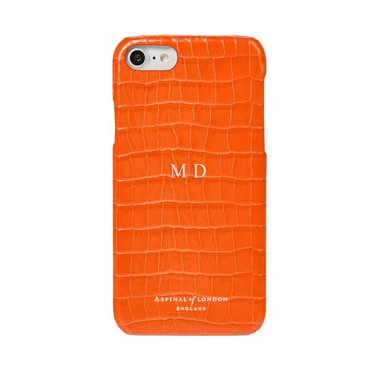 iPhone 7/8 Leather Cover in Deep Shine Amber Small Croc from Aspinal of London