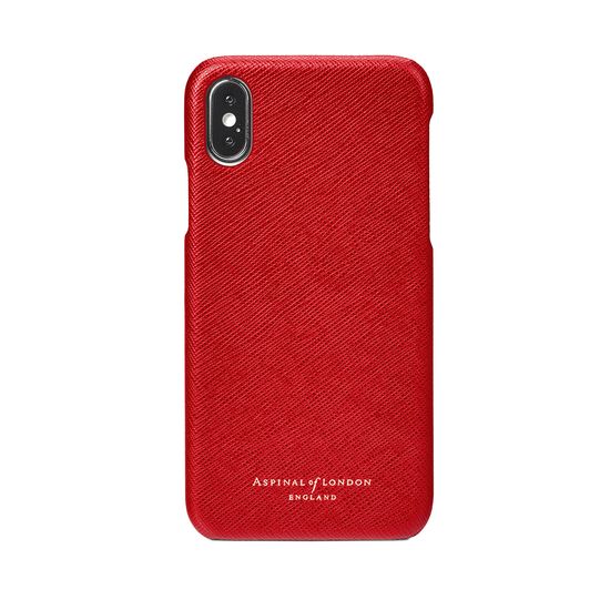 iPhone X Leather Cover in Scarlet Saffiano from Aspinal of London