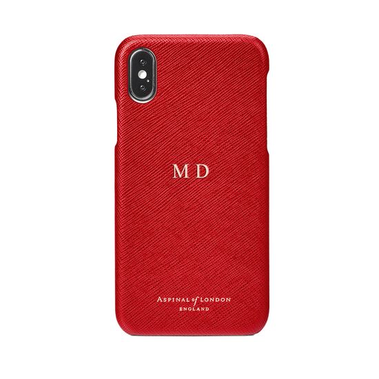 iPhone X Leather Cover in Scarlet Saffiano from Aspinal of London