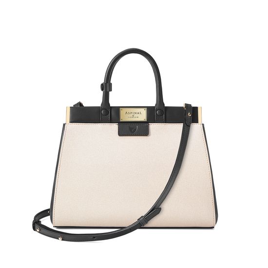 Small Florence Snap Bag in Monochrome Saffiano from Aspinal of London