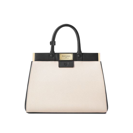 Small Florence Snap Bag in Monochrome Saffiano from Aspinal of London