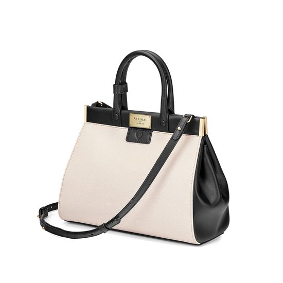 Small Florence Snap Bag in Monochrome Saffiano from Aspinal of London