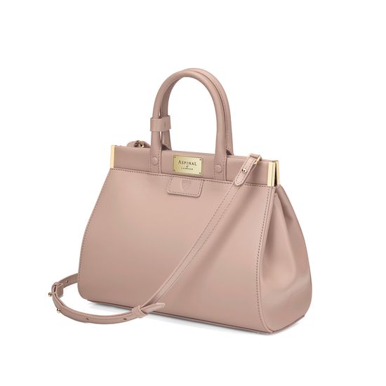 Small Florence Snap Bag in Smooth Soft Taupe from Aspinal of London