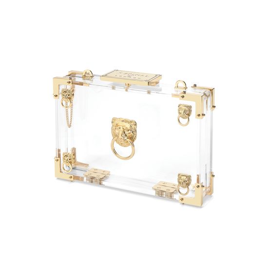 Lion Box Clutch in Transparent Acrylic from Aspinal of London