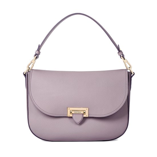 Slouchy Saddle Bag in Lilac Pebble from Aspinal of London