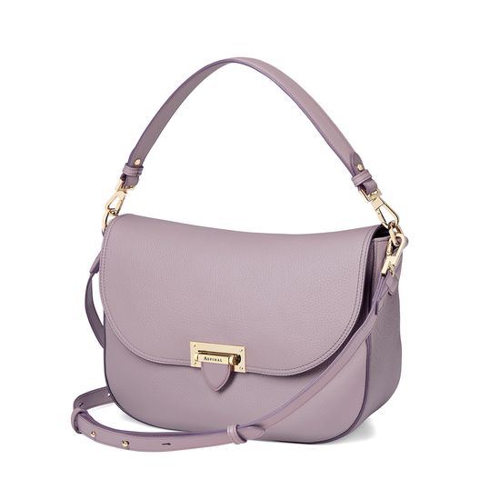 Slouchy Saddle Bag in Lilac Pebble from Aspinal of London