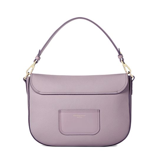 Slouchy Saddle Bag in Lilac Pebble from Aspinal of London