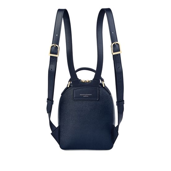Micro Mount Street Backpack in Navy Saffiano from Aspinal of London