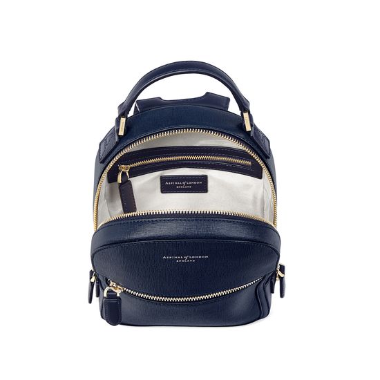 Micro Mount Street Backpack in Navy Saffiano from Aspinal of London