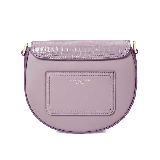 Portobello Bag in Deep Shine Lilac Small Croc & Smooth Lilac from Aspinal of London