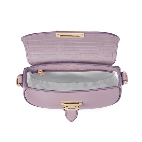 Portobello Bag in Deep Shine Lilac Small Croc & Smooth Lilac from Aspinal of London