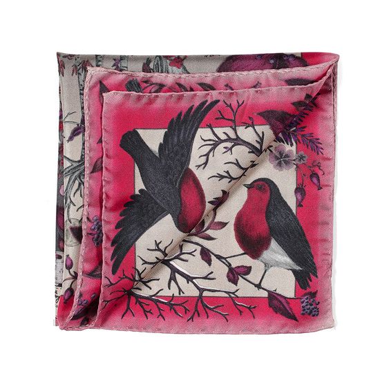 Robin Silk Twill Handkerchief in Magenta from Aspinal of London