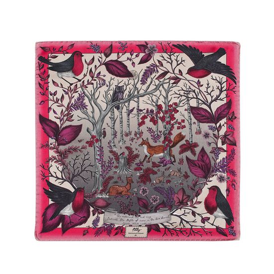 Robin Silk Twill Handkerchief in Magenta from Aspinal of London