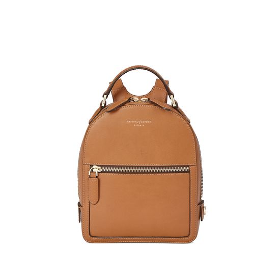 Micro Mount Street Backpack in Smooth Tan from Aspinal of London