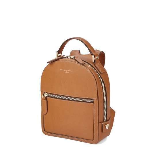 Micro Mount Street Backpack in Smooth Tan from Aspinal of London