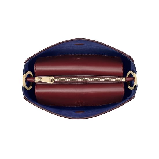 Small Ella Hobo in Burgundy Pebble with Bordeaux & Navy Strap from Aspinal of London