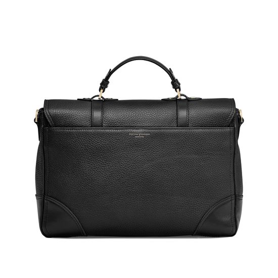 Large City Mollie Satchel in Black Pebble from Aspinal of London