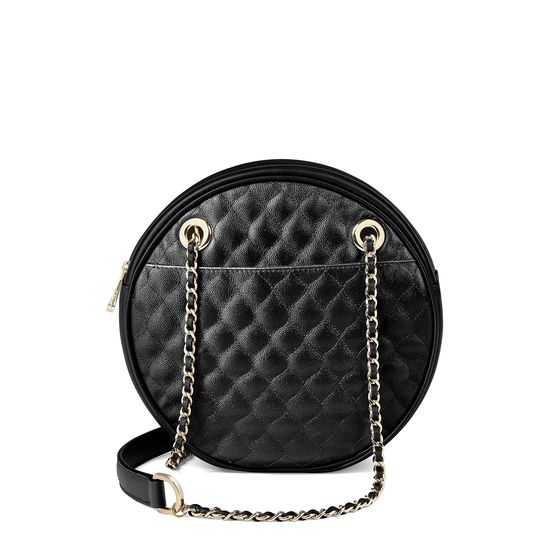 Jackie 'O' Bag in Black Quilted Kaviar from Aspinal of London