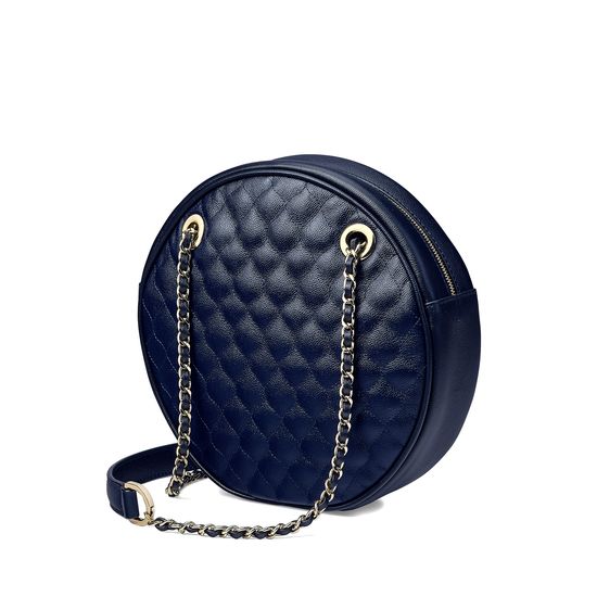 Jackie 'O' Bag in Navy Quilted Kaviar from Aspinal of London