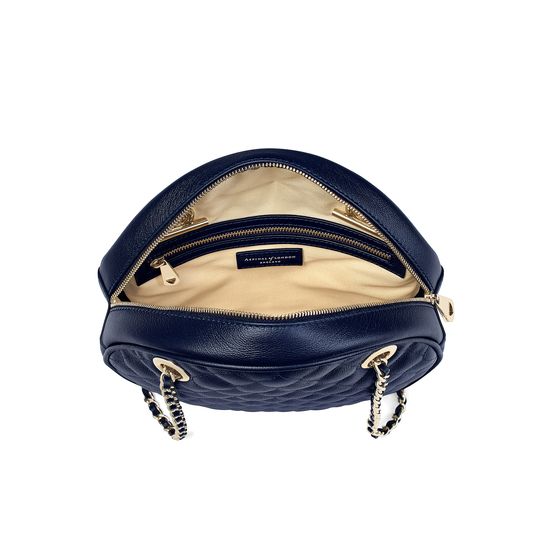 Jackie 'O' Bag in Navy Quilted Kaviar from Aspinal of London