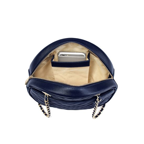 Jackie 'O' Bag in Navy Quilted Kaviar from Aspinal of London