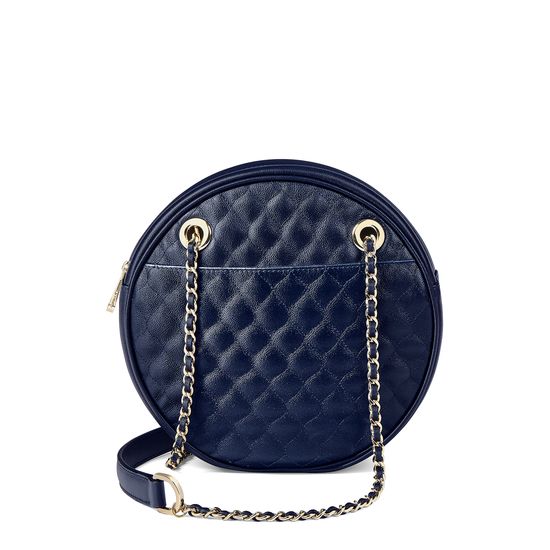 Jackie 'O' Bag in Navy Quilted Kaviar from Aspinal of London