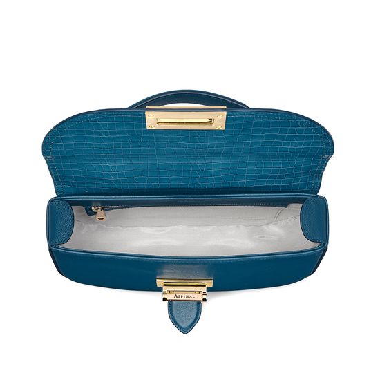 Letterbox Saddle Bag in Deep Shine Topaz Small Croc from Aspinal of London