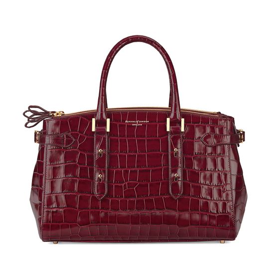 Brook Street Bag in Deep Shine Bordeaux Croc from Aspinal of London