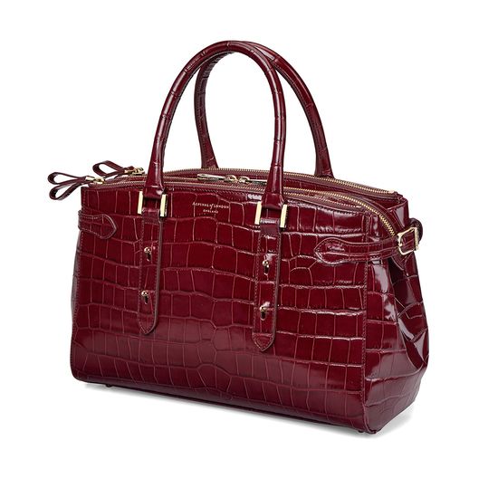 Brook Street Bag in Deep Shine Bordeaux Croc from Aspinal of London