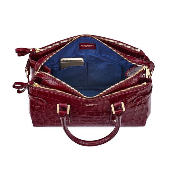 Brook Street Bag in Deep Shine Bordeaux Croc from Aspinal of London