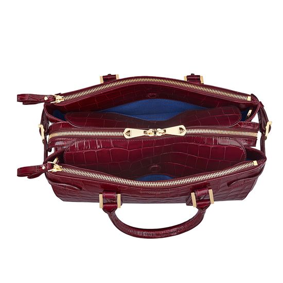 Brook Street Bag in Deep Shine Bordeaux Croc from Aspinal of London