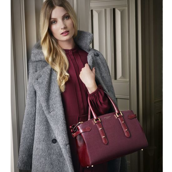 Brook Street Bag in Deep Shine Bordeaux Croc from Aspinal of London