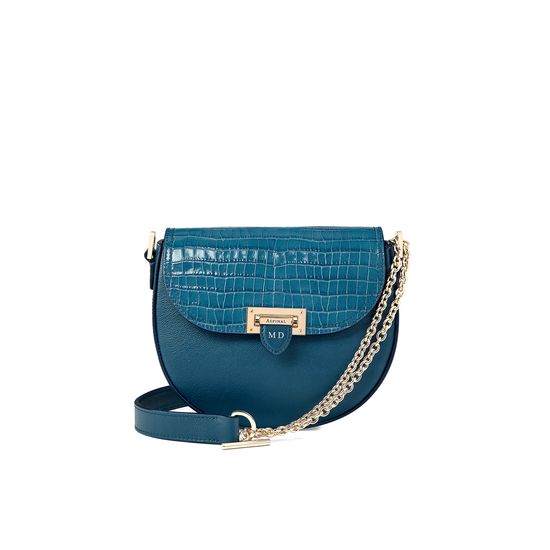 Portobello Bag in Topaz Kaviar & Deep Shine Small Croc from Aspinal of London