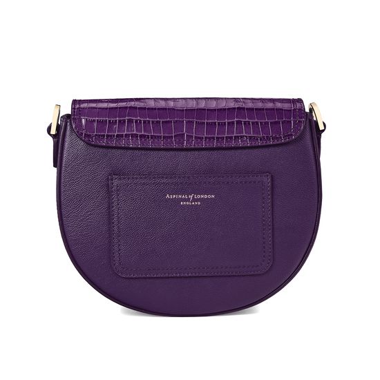 Portobello Bag in Amethyst Kaviar & Deep Shine Small Croc from Aspinal of London