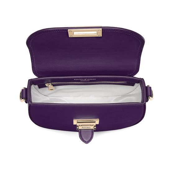 Portobello Bag in Amethyst Kaviar & Deep Shine Small Croc from Aspinal of London