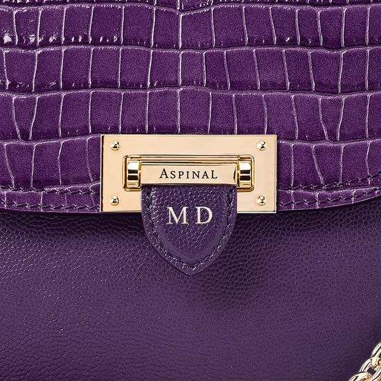 Portobello Bag in Amethyst Kaviar & Deep Shine Small Croc from Aspinal of London