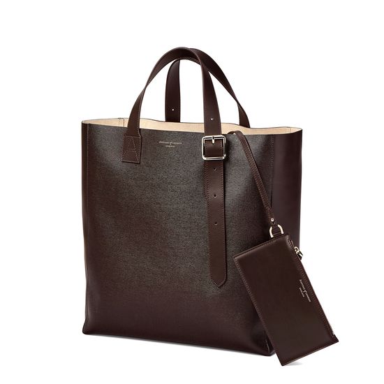 Editor's 'A' Tote in Brown Saffiano from Aspinal of London