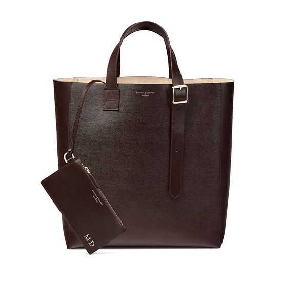 Editor's 'A' Tote in Brown Saffiano from Aspinal of London