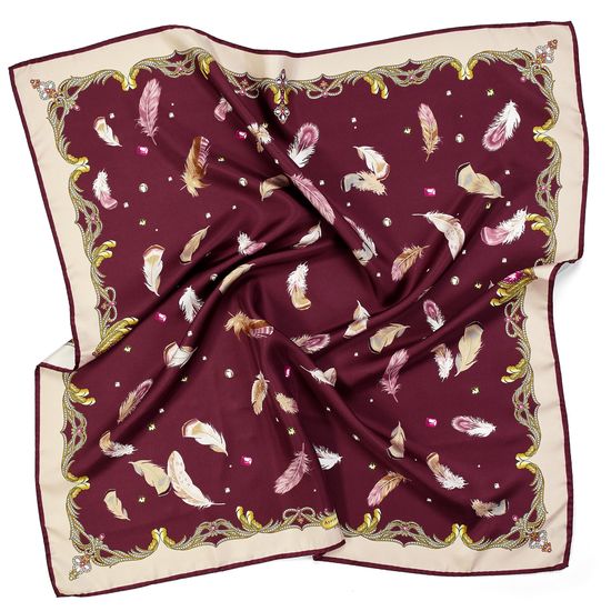 Aspinal Feather Silk Scarf in Burgundy from Aspinal of London